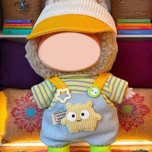 Labubu Fashion - Bear Overalls with Stripped shirt and Hat
